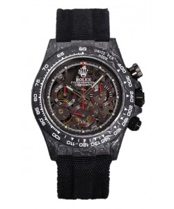 Rolex Daytona DiW Skeleton Carbon Edition - Boîtier en carbone forgé - Bracelet noir Réplique 1:1 