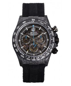 Rolex Daytona DiW Skeleton Carbon Edition Montre Boîtier en carbone forgé Bracelet noir Réplique 1:1