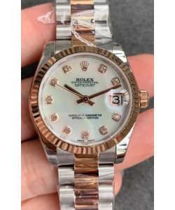 Montre Rolex Datejust 31MM Mouvement ETA-2671 Réplique Suisse en acier 904L avec cadran perlé
