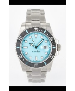 Montre Rolex Submariner DiW avec boîtier en acier sablé et lunette en fibre de carbone, cadran bleu Tiffany