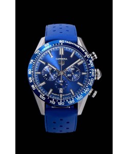 Montre Tag Heuer Carrera Swiss Mouvement à Quartz - Réplique de montre à cadran bleu - Bracelet en caoutchouc bleu