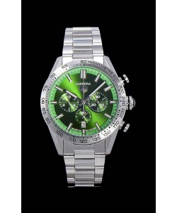 Montre Tag Heuer Carrera Swiss Mouvement à Quartz - Réplique de montre à cadran vert - Bracelet en acier inoxydable