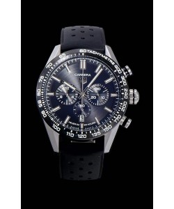 Montre Tag Heuer Carrera Swiss Mouvement à Quartz - Réplique de montre à cadran noir - Bracelet en caoutchouc noir