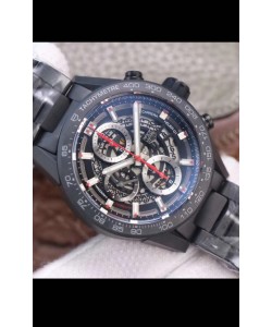 Montre Tag Heuer Carrera Heuer 01 Réplique Suisse en boîtier PVD - Cadran noir squelette
