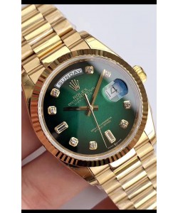 Montre Rolex Day Date 128238 Presidential en or jaune 18 carats 36MM - Cadran vert qualité miroir 1:1
