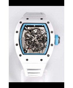 Réplique Montre Richard Mille RM055 Boîtier Céramique Blanc Miroir 1:1 avec Bracelet Blanc
