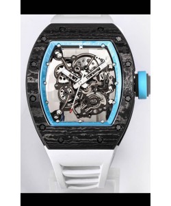 Richard Mille RM055 Réplique Miroir 1:1 Boîtier Carbone Noir - Bracelet Blanc