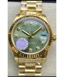Rolex Datejust 278278 31MM Réplique Suisse en acier 904L or jaune avec cadran vert - Réplique miroir 1:1