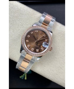 Rolex Datejust 278381 31MM Réplique Suisse en acier 904L or rose bicolore cadran marron - Réplique miroir 1:1