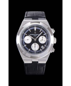 Montre Vacheron Constantin Overseas Chronograph à cadran noir Réplique Suisse - Bracelet en cuir