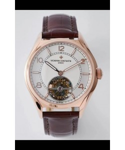 Vacheron Constantin Fiftysix Tourbillon Or Rose Acier Réplique Montre 1:1 Cadran Blanc