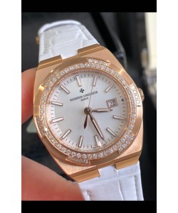 Vacheron Constantin Overseas Or Rose 33MM Réplique Montre Suisse à Quartz Cadran Acier 