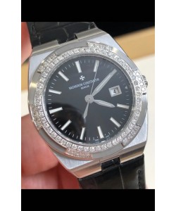 Vacheron Constantin Overseas Acier inoxydable 33MM Réplique Montre Suisse à Quartz Cadran noir 