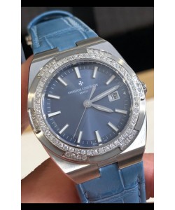 Vacheron Constantin Overseas en acier inoxydable 33MM Réplique Montre Suisse à Quartz Cadran bleu 