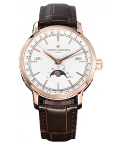 Vacheron Constantin Traditionelle Calendrier Complet Plaqué Or Rose Cadran Blanc Réplique Suisse