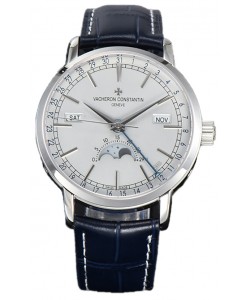 Vacheron Constantin Traditionelle Quantième Complet Plaqué Or Blanc Cadran Blanc Réplique Suisse