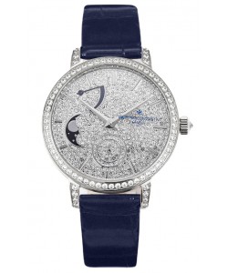Vacheron Constantin Traditionelle Moon Phase Cadran pavé de diamants en or blanc Réplique Suisse