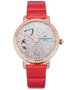 Vacheron Constantin Traditionelle Phases de la Lune Cadran pavé de diamants en or rose Réplique Suisse