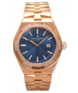 Vacheron Constantin Overseas Boîtier Or Rose Cadran Bleu 35MM Montre Suisse Réplique 