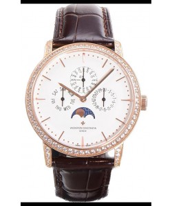 Vacheron Constantin Patrimony Quantième Perpétuel Or Rose Ultra-fin Cadran Blanc Réplique Suisse