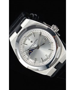Vacheron Constantin Overseas Phase Lune montre suisse en acier inoxydable avec bracelet noir