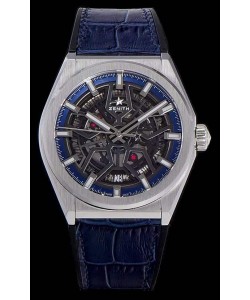 Montre Zenith Defy Classic Skeleton 41 mm Titane Hommes Réplique Suisse Montre - Bracelet en cuir bleu